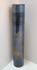 Vintage Viterra Cylinder Vase Art Glass Blue Gold Brown Iridescent picture