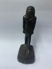 ANCIENT EGYPTIAN SCARAB STATUE Black Basalt Stone Pharaoh Standing Replica picture