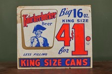 Vintage 1950s Knickerbocker Beer Store Display Sign - Big 16 oz King Size Cans picture
