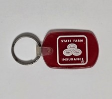 Vintage Keychain STATE FARM INSURANCE Key Fob Ring Auto Life Fire USA Made picture
