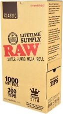 RAW Classic Super Jumbo Mega Roll 1000 Meters Rolling Paper, 300 Tips picture