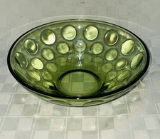 HAZEL ATLAS Eldorado DOT Coin THUMBPRINT  Green 9” Serving Bowl Vintage picture