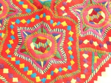 VINTAGE HAND EMBROIDERED MEXICAN BLOUSE TOP BOHO PEASANT ETHNIC FOLK PONCHO picture