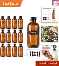 Elegant 12 Pack 8 oz Amber Glass Bottles with Caps - Ideal for Extracts & Gifts picture