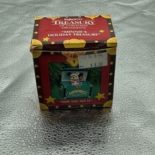 Enesco Ornament Minnie Mouse Holiday Treasure Now You See It Treasure Chest VTG picture