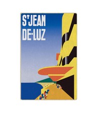 Wood Sign - Saint Jean De-Luz France 1928, repro 7 x 10.6 x 0.5 in BRAND NEW picture