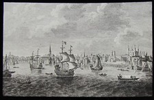 Glass Magic Lantern Slide SOUTH EAST VIEW OF OLD LONDON C1890 HISTORIC DRAWING picture