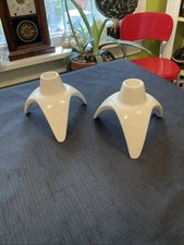 MCM Franciscan Starburst Pair (2) 3.5” Tall Candle Holders HTF Atomic Era 1950s picture