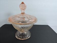 Pink Depression glass candy jar with lid very pretty  picture