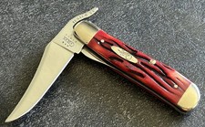 2002 CASE XX RussLock 61953L SS Knife Red Oak Bone Worm Groove w/ Box Paperwork picture