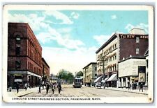 c1920 Busy Day Concord Street-Business Section Framingham Massachusetts Postcard picture
