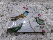 The Fringe Studio Bird Saucer Plate/Trinket Dish, 3 Birds On Tree, 4.5