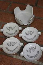 Lefton Exclusives 25th Anniversary Ashtrays - Set of 4 Ash Trays in Holder picture