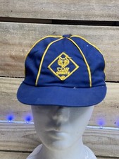 Vintage Cub Scouts Cap Blue Gold Texon Size 6 7/8 Flat Brim picture