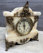 NON RUNNING Westclox America Electric Alabaster Onyx Marble Mantle Desk Clock picture