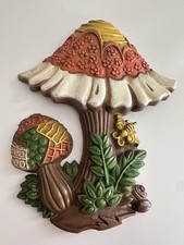 Vintage Metal Mushroom Wall Plaque Sexton 1980 Cast Metal picture