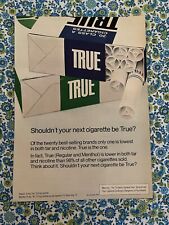 Vintage 1973 True Cigarettes Print Ad Low In Both Tar And Nicotine picture