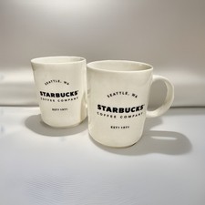 Starbucks Mugs Set Of 2 White With EST. 1971 picture