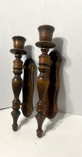 Beautiful Vtg Wooden Wall Candle Sconces Pair Rustic Farmhouse Country 16