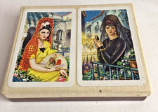 Vintage Spanish Fournier Heraclio Vitoria Veiled Ladies 2 Deck Playing Cards picture