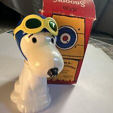 Snoopy Plastic Flying Ace Dog 1969 Avon Bubble Bath Bottle with Aviator Goggles picture