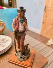 Vintage Western Fine Details Resin Standing Cowboy + Saddle Figurine picture