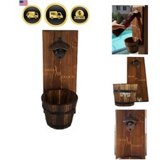 Beer O’ Clock” Rustic Wall Mounted Bottle Opener and Catcher - Dark Stain Pin... picture