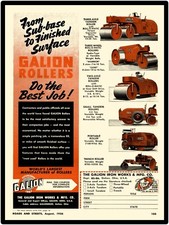 1956 Galion Iron Works New Metal Sign: Road Rollers; 6 Models Shown.  Ohio picture