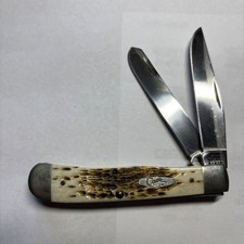 2001 Case XX USA 6254 SS 2-Blade Amber Bone Trapper picture