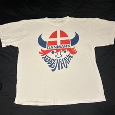 DENMARK SHIRT LARGE VIKING DANSK COPENHAGEN DANMARK KOBENHAVN VINTAGE picture