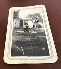 VTG 1948 Photo of Children in Front Yard, San Antonio, Texas..Car in driveway picture