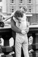Two British young people kissing each other Trafalgar Square Londo- Old Photo picture