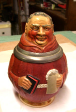Vtg Reinhold Merkelbach Germany Lidded Stein Friar/Monk Holding Bible and Beer picture