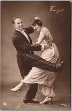 Vintage TANGO Real Photo RPPC Postcard Well-Dressed Couple Dancing c1900s France picture