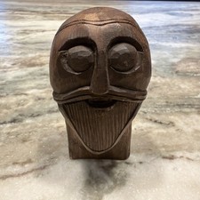 Hand carved Wooden Norwegian Viking Warrior Head picture