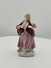 Vintage Occupied Japan Porcelain Lady Figurine Colonial Dress Gold Accent picture