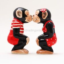 Ceramic Decorative Multicolor Chimps Kissing Salt And Pepper Shaker Set picture