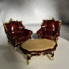 VINTAGE ROYAL STYLE CHAIRS & TABLE TRINKET BOX BY KEREN KOPAL, CRYSTALS picture