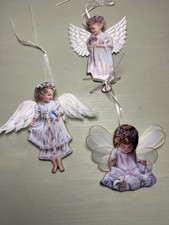 Vintage Bradford Editions Heaven's Little Angels 3 Porcelain Ornaments Retired picture