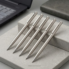 Sleek Stainless Steel Ballpoint Pen Set Executive Metal Business Writing Pens... picture