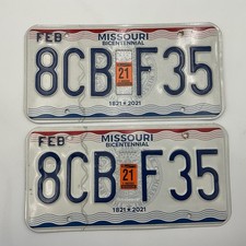 2021 Missouri License Plate Pair Tag# 8CBF35 picture