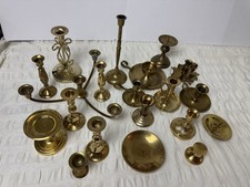26 Vintage Brass Gold Toned Candle Holders Mixed Lot Wedding Events Home picture
