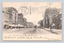 UDB Postcard Elyria Ohio Street Scene Trolley Horse wagon  C-1905 picture