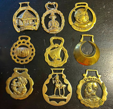 16 Antique British Horse Brasses Harness Bridle Medallion Collectibles picture