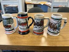 Vintage Budweiser Christmas Holiday Steins Clydesdale 4 Lot 1982 1988 1990 1993 picture