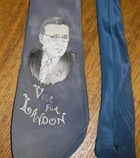 Vintage FADED / WORN Vote For Alf Landon Johnson Political Campaign Necktie picture