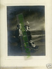 Antique Photo - Adorable Boy & Girl, Dressed as Adults, Baby in Buggy - 14