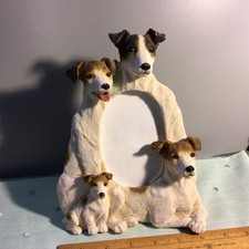 Jack Russell Terrier picture frame tabletop stand, molded, oval 3.5 x 5, 3-D picture