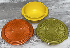 Vtg Tupperware Servalier Containers Bowls Lids Harvest Yellow Green Orange Lot 3 picture