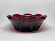 Vintage Libbey Ruby Red Scalloped Berry Dessert Sherbet Bowl picture